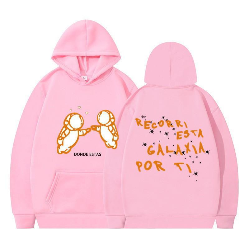 Men's Cross-Border Fashion Sweatshirt - Double Astronaut Print, Loose Fit, Casual Hoodie.