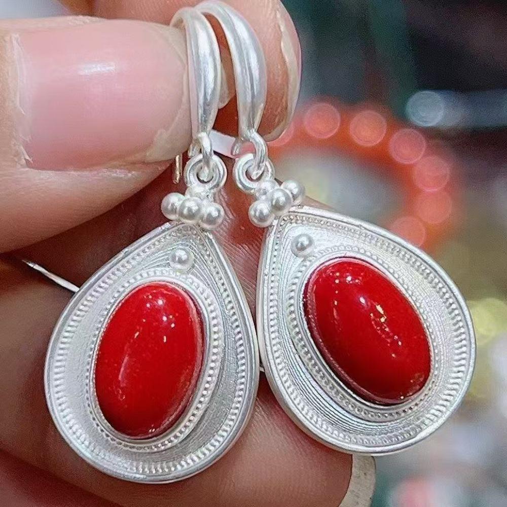 Retro Tibetan Earrings Ethnic Style Versatile Nepalese Niche Earrings Jewelry Stud Earrings Women