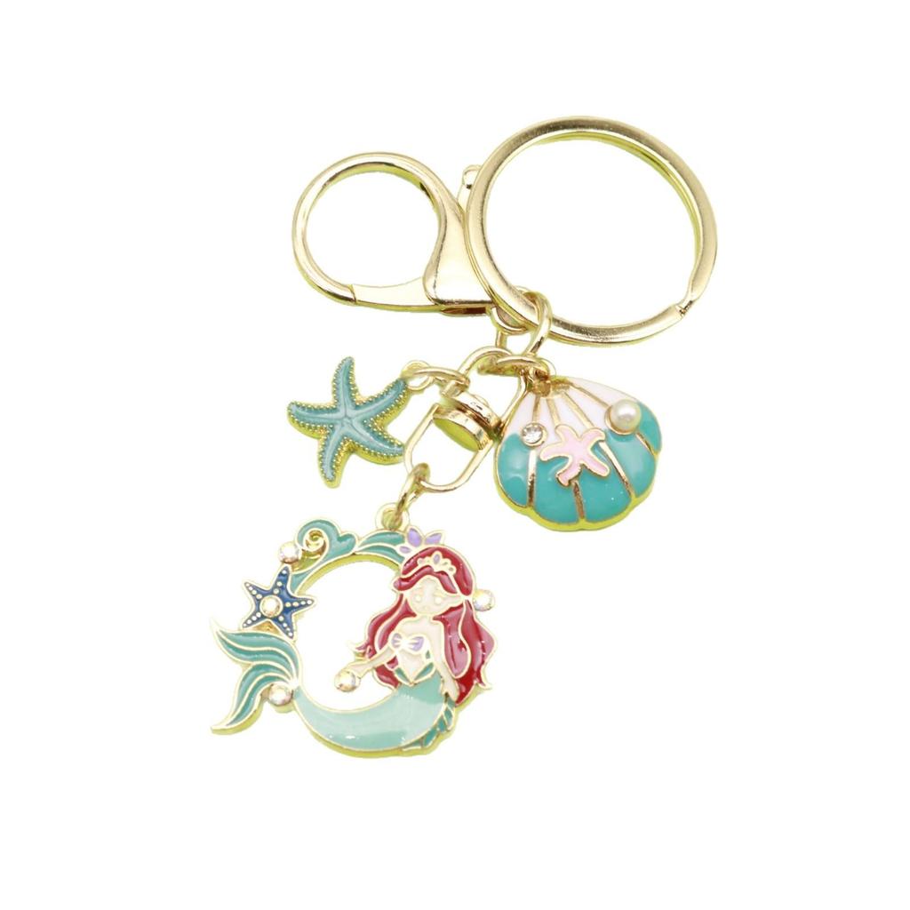 Starfish Mermaid Drip Oil Alloy Keychain Bag Pendant Ornament