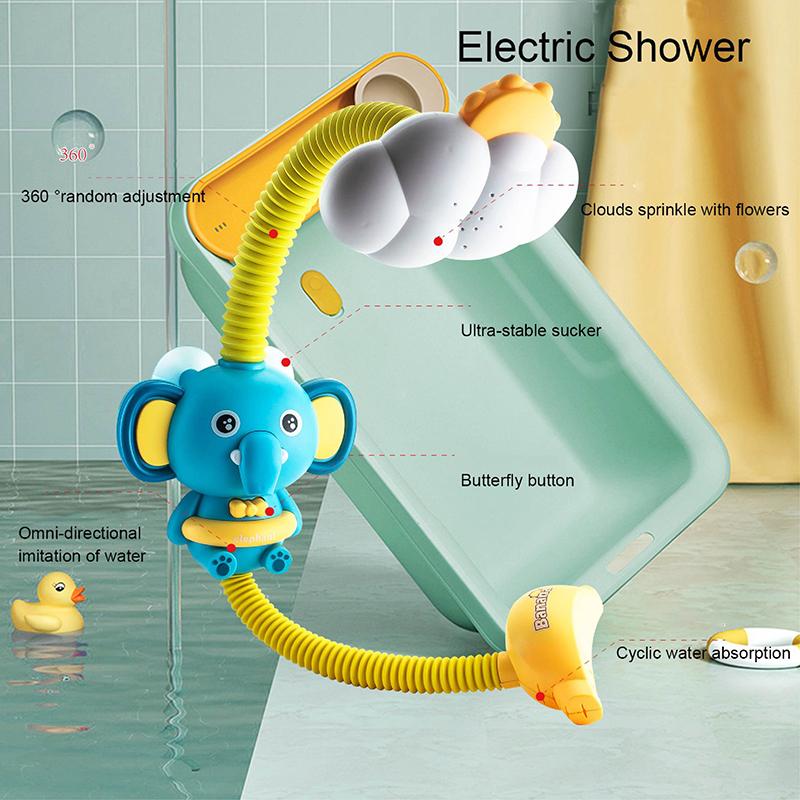 Elephant Water Spray Bath Toys For Kids Baby Bathroom Bathtub Faucet Shower Toys Strong Suction Cup Children Water Game