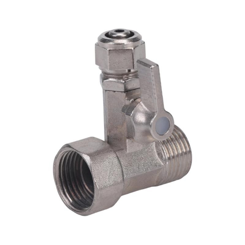 Threaded Faucet Branch Fitting 3 Way Metal Water Split Piece with Shutoff Control for Filter and Kitchen Use Tasks