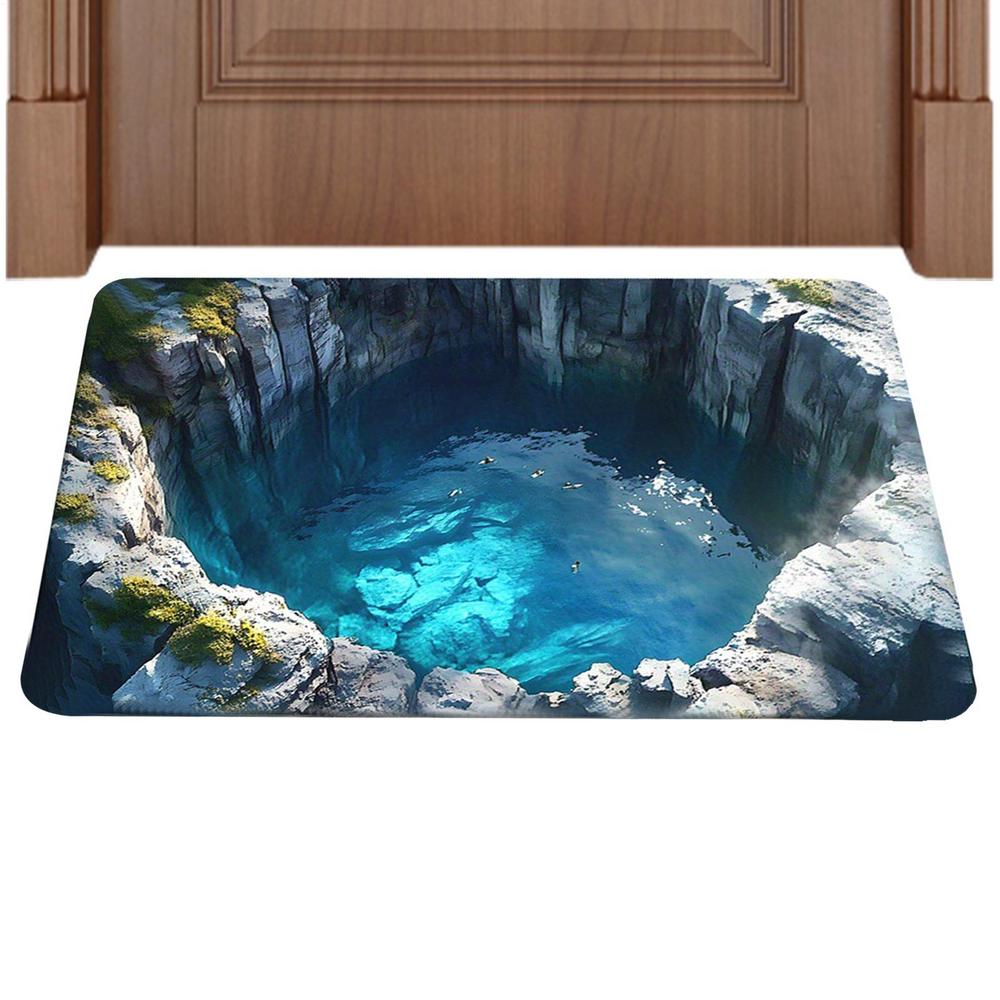 3D Optical Illusion Rug Non-slip Trap Doormat 3D Decorative Rug For Entrance Kitchen Bathroom Indoor Halloween Porch Decorations