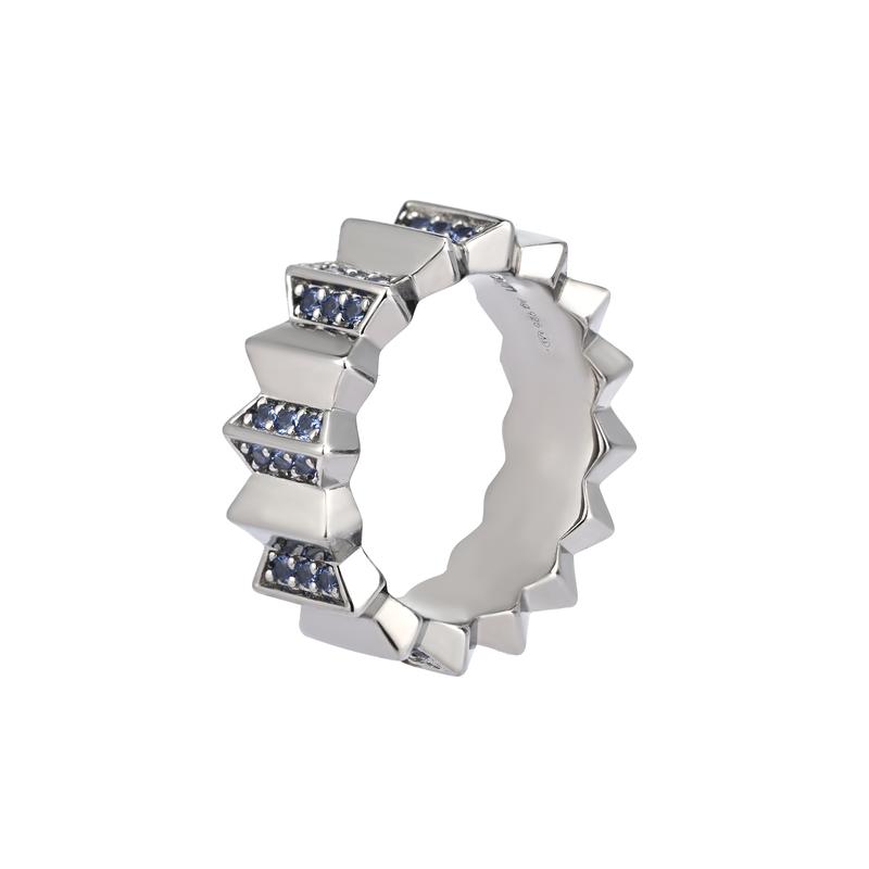 APM Monaco Wave geometric line design synthetic cubic zirconia ring men's dark gray W23466KBR