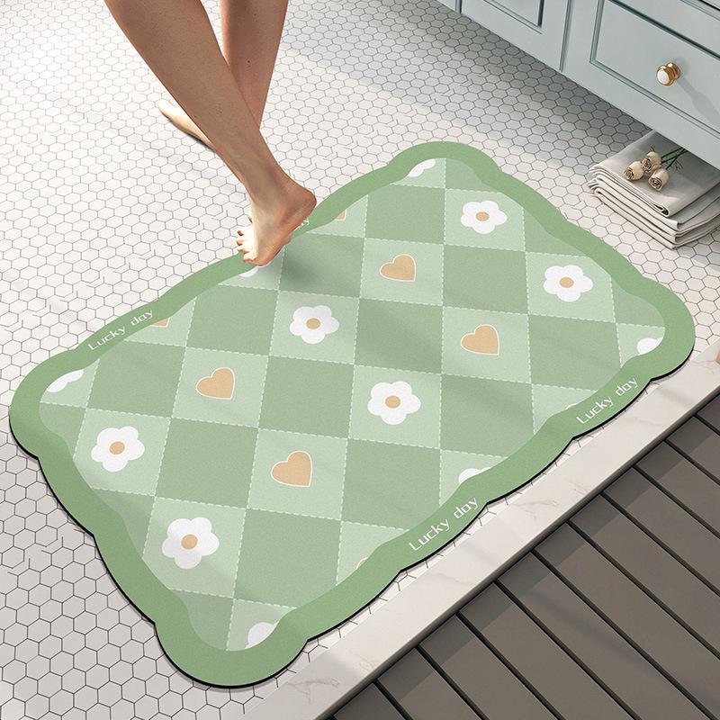 

Садовый стиль ванной комнаты мягкий диатомовый грязевой абсорбирующий коврик для домашнего туалета дверь шахматная доска нескользящий коврик 40*60