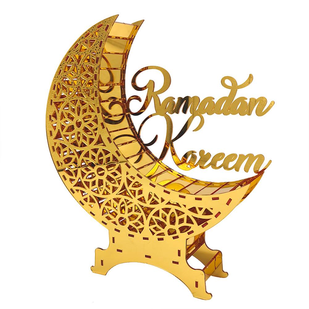 Ramadan Eid Mubarak Acrylic Moon Light Ornaments Decor Light Table Lamp Decorative