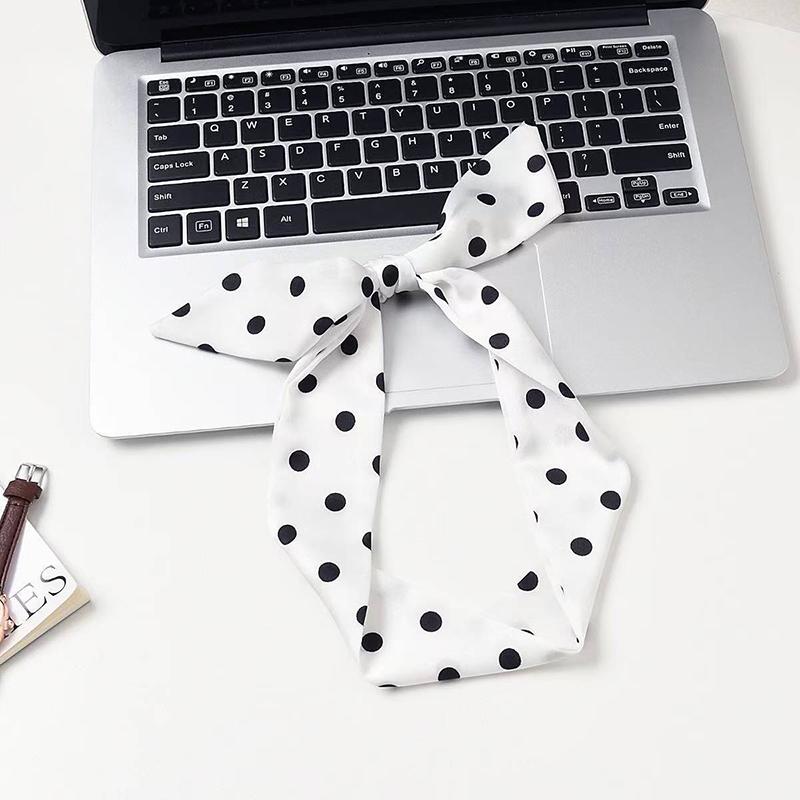 2025 Brand Design Dot Pattern Women Scarf Luxury Silk Scarf Fashion Hair Headband Foulard Skinny Bag Scarves Neckerchief