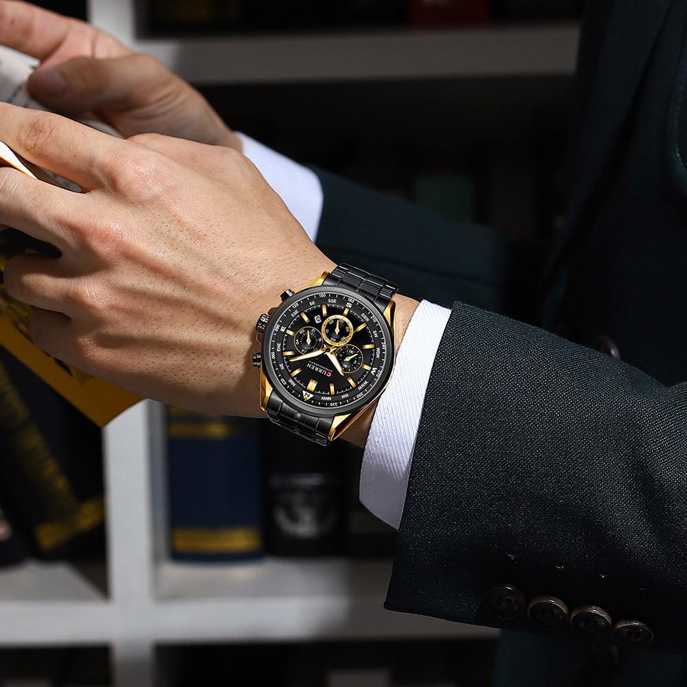 Curren 8399 Men's Multifunction Quartz Watch with Calendar, Large Dial, and Six Hands for Business