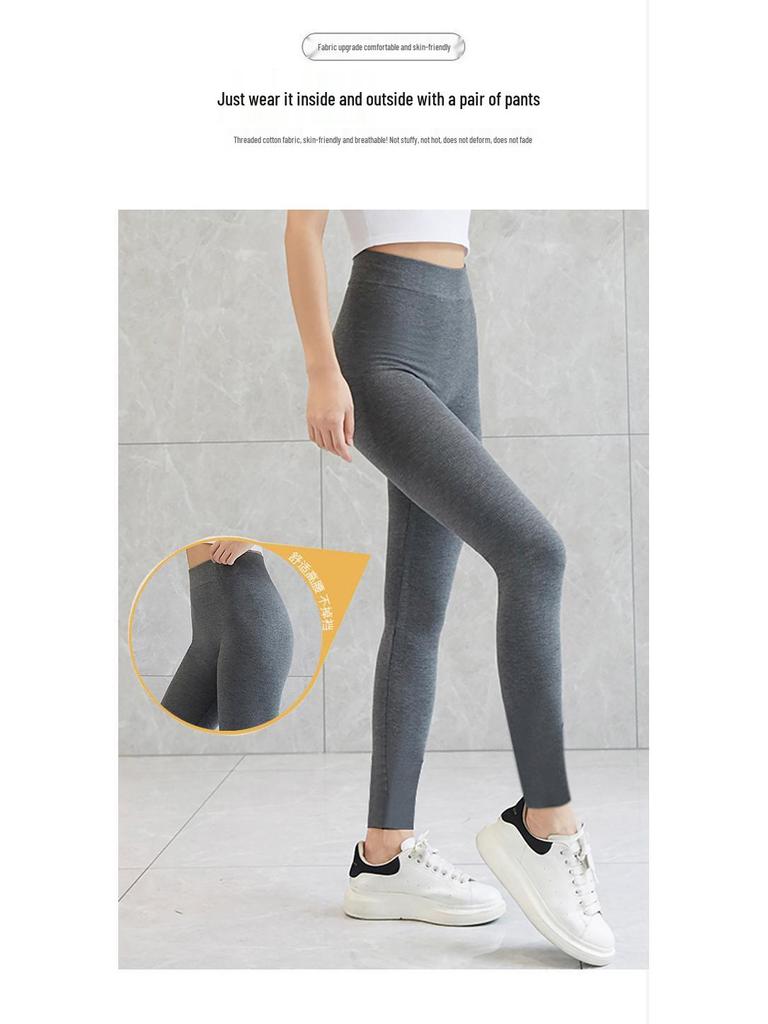 Korean Fashion High-Waist Black Ribbed Cotton Leggings – Slimming & Hip-Lifting