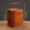 Handmade Bamboo Double-Layer Food Basket with Handle