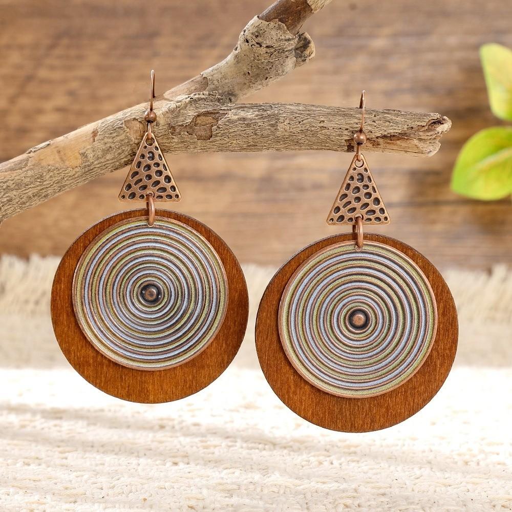 Vintage Spiral Round Earring Bohemian Style Ethnic Earrings Fashion Pendant Earrings  Party Jewelry