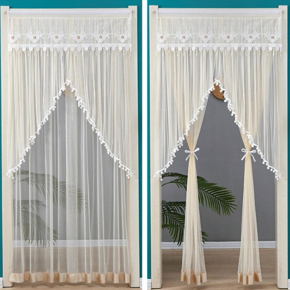 Breathable Lace Sheer Door Curtain Double Layer Mosquito Net Curtains  Summer
