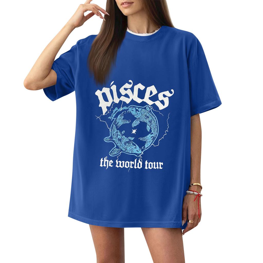 Mode Rundhals Raglan Kurzarm Arbeitskleidung Bedruckte Oberteile Damen Sommeroberteile