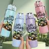 1PC Little Offroader Monster Truck Print 750ml Color Plastic Sports Water Bottle Leakproof Flip Straw Lid Suitable for Sports Office Home Use
