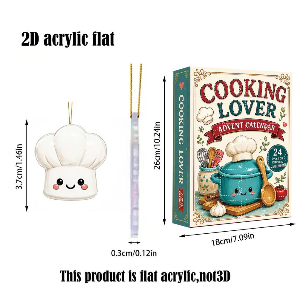 2026 Christmas Countdown Calenda, 24 Acrylic Kitchenware-Themed Christmas Ornaments,Holiday Gift for Christmas