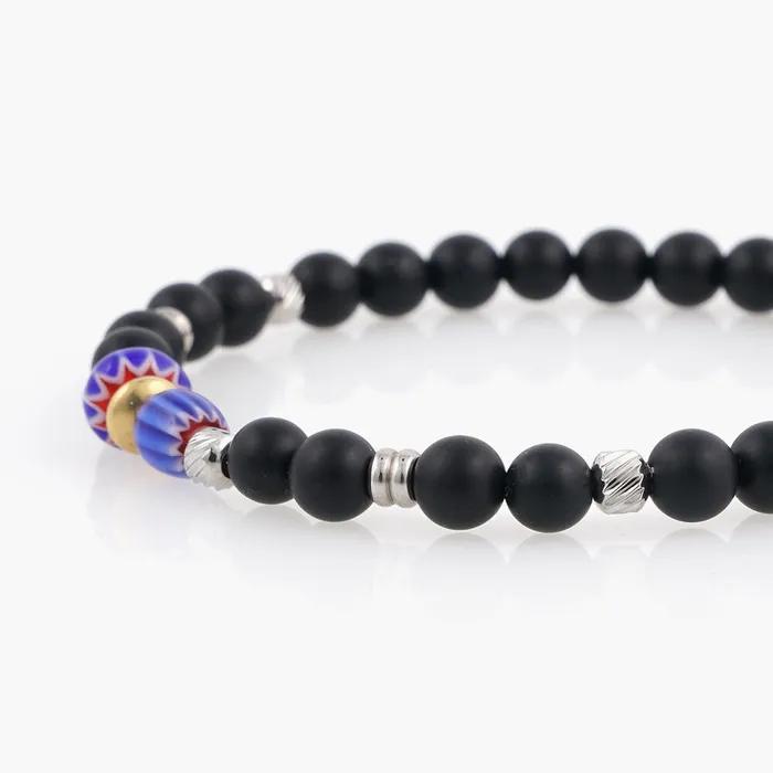 Oriental Beads Point 6mm Onyx Bracelet (C2503AC1276_BK)