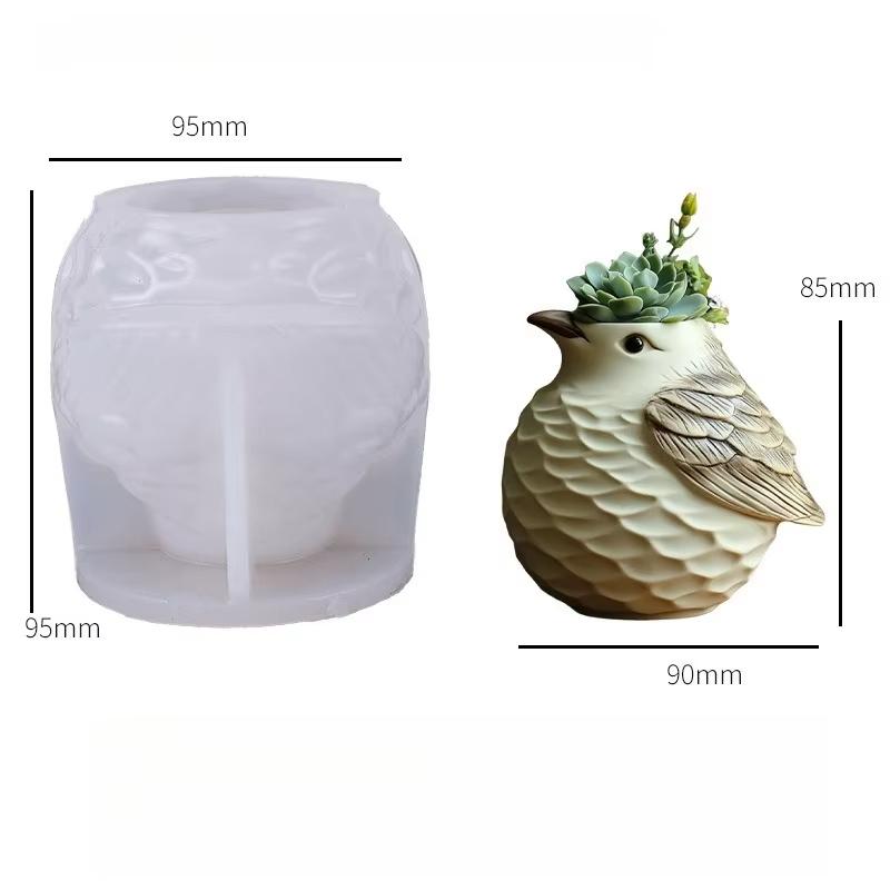 

Sculpture Mold Kit Odorless Bird Flower Pot Silicone Mold Bird Candlestick Holder Mold Easy To Use For Home Decor Art Craft білий