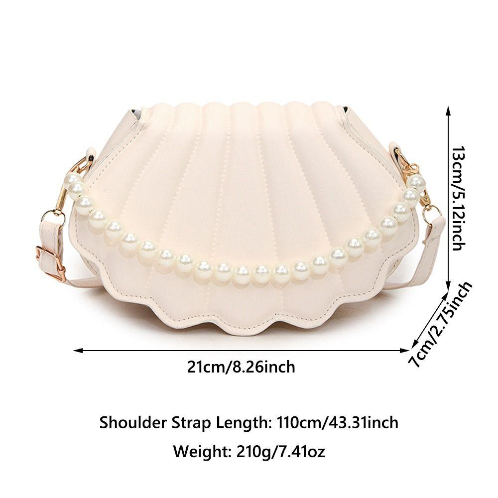 Fashion Minimalist Casual Crossbody Bag Shell Shoulder Bag for Women, Stylish Small Design with Pearls