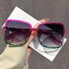 Vintage Oversized Sunglasses Fashion Men Women Square Shades Eyewear Trendy Ins Popular Gradient  Design UV400 Sun Glasses