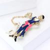 Fashionable Sophisticated Walking Girl Lapel Pin with Dripping Oil Designs Contrast Accessory for Party Supplies Costumes