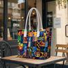 Colorful Geometric Pattern Tote Bag Casual Large Capacity Shoulder Handbag for Daily Use