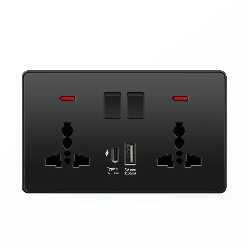 White 18W Type-C Smart Quick Charging usb wall socket, Electrical Outlet Wall Plug with USB, Universal Dual 5-pin Power Socket