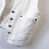 Women's Simple Casual White Denim Sleeveless Vest Jacket for Spring/Summer