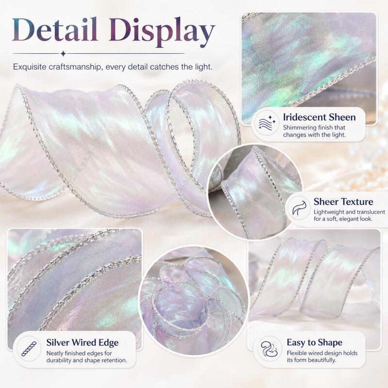 1/2/3/5roll Colorful Fish Tail Yarn Organza Ribbon Packaging Gift Box Hair Accessories Lamp Home Decoration DIY