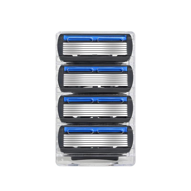 Replacement Razor Blades 4 Pack Compatible with Manual Shaving Razors Featuring Six-Layer Blade Design for Smooth Shaving Performance