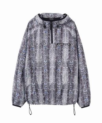 Sculptor Glossy Patterned Anorak Pullover Ice Gray