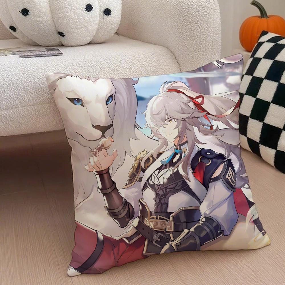 JJing Yuan Star Rail Hit Game Character Cushion Cover Throw Pillow Cover Hidden Button Durable Polyester Chair Cushion