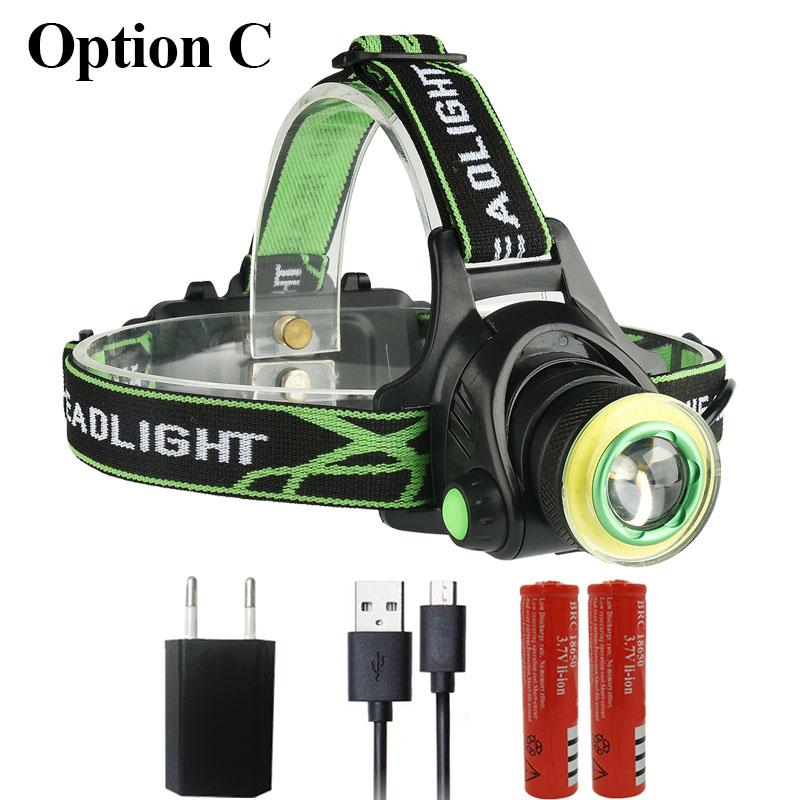 XM-L2 T6 COB 10000LM Led Headlamp Headlight Micro USB Charger Head Lamp Portable Light Torch Lantern