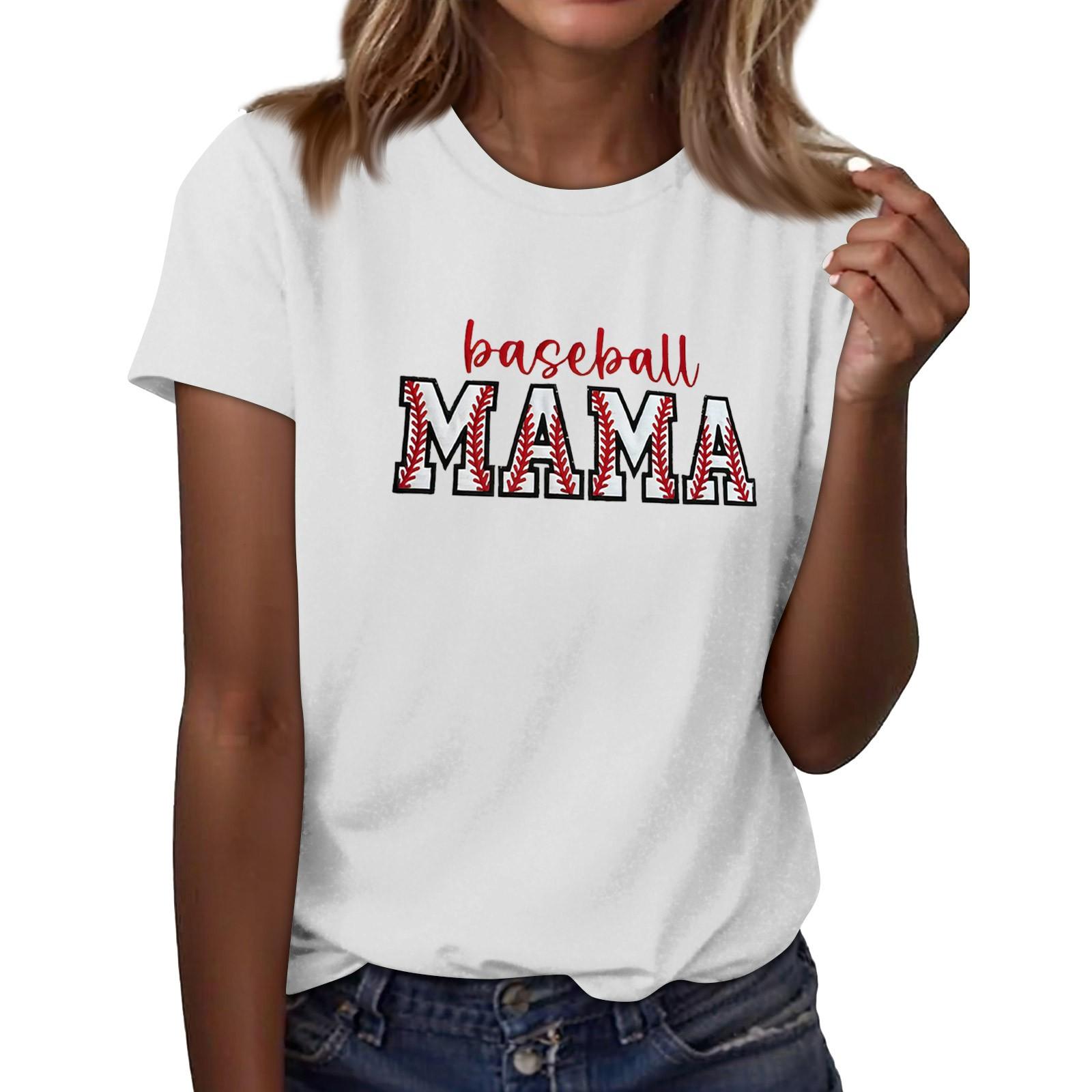 

Женская повседневная футболка с принтом бейсбола, круглый вырез, пуловер, короткий рукав L белый