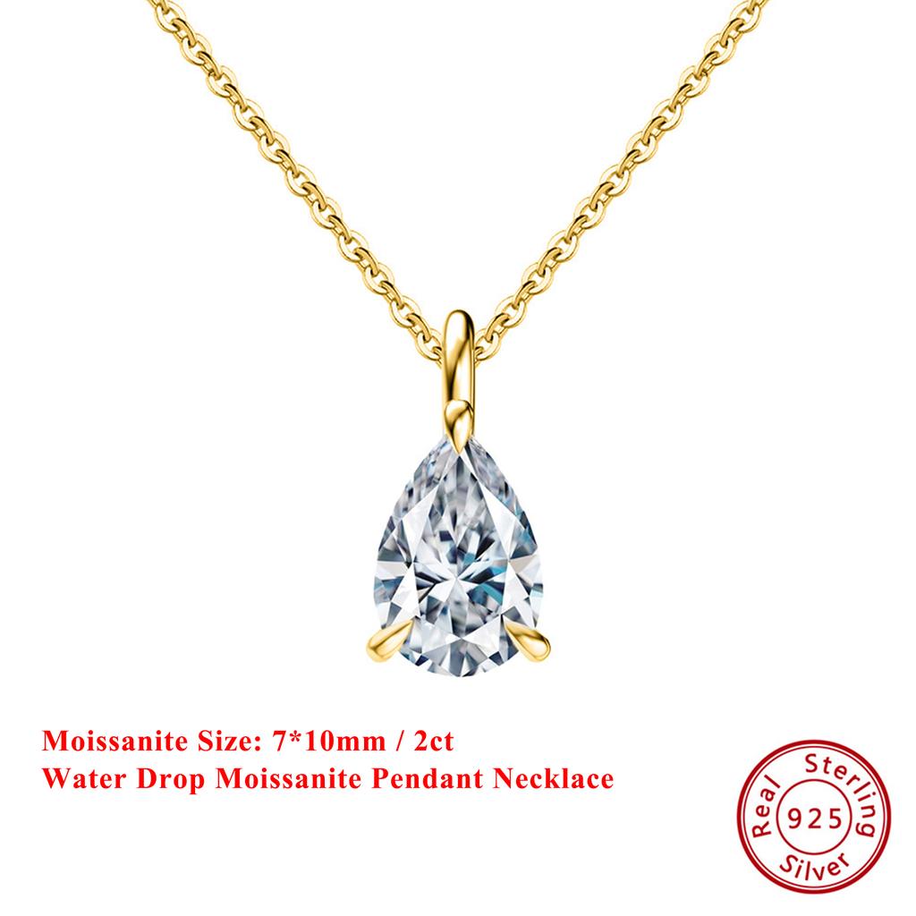 EFFIE QUEEN Elegant 1/2/3CT Moissanite Pendant Necklace 100% S925 Silver D VVS1 Diamond Shiny Neck Chain Wedding Party MON03