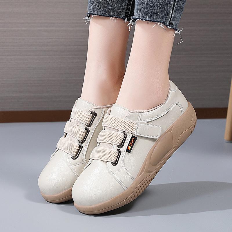 Women's Chunky-Soled White Sneakers 2025 Spring/Fall New Arrival Korean Style Slip-On Casual Sneakers