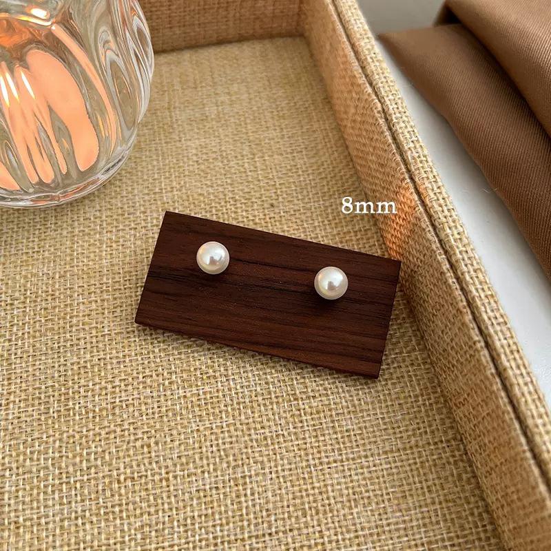 6/8/10/12/14MM Simple Exquisite White Zircon Stud Earrings for Women Girls Minimalist Ear Zircon Gifts Round Zircon Earrings