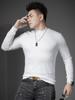 European Style 2025 Autumn New Half-High Collar Solid Color Long-Sleeve T-Shirt Men's Base Layer Trendy Brand Top