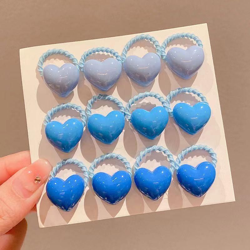 

12 шт. милые резинки для волос в форме сердца для девочек, цветные конфеты, аксессуары для волос принцессы, детские резинки для волос, детские головные уборы