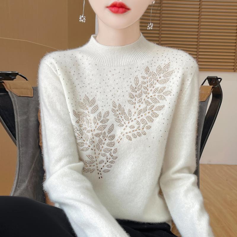 Women's Cashmere Sweater Qinghe Cashmere 30% Cashmere 70% Wool Autumn and Winter Pullover Warm and Fashionable