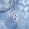 Luxury Female Crystal White Zircon Stone Infinity Pendant Necklace Vintage Silver Color Wedding  For Women