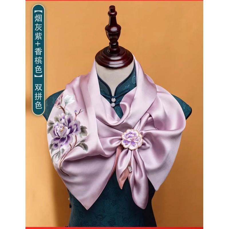 Suzhou Hand Embroidery Silk Scarf Set Double-sided Mulberry With Buckle New Chinese Style All Season