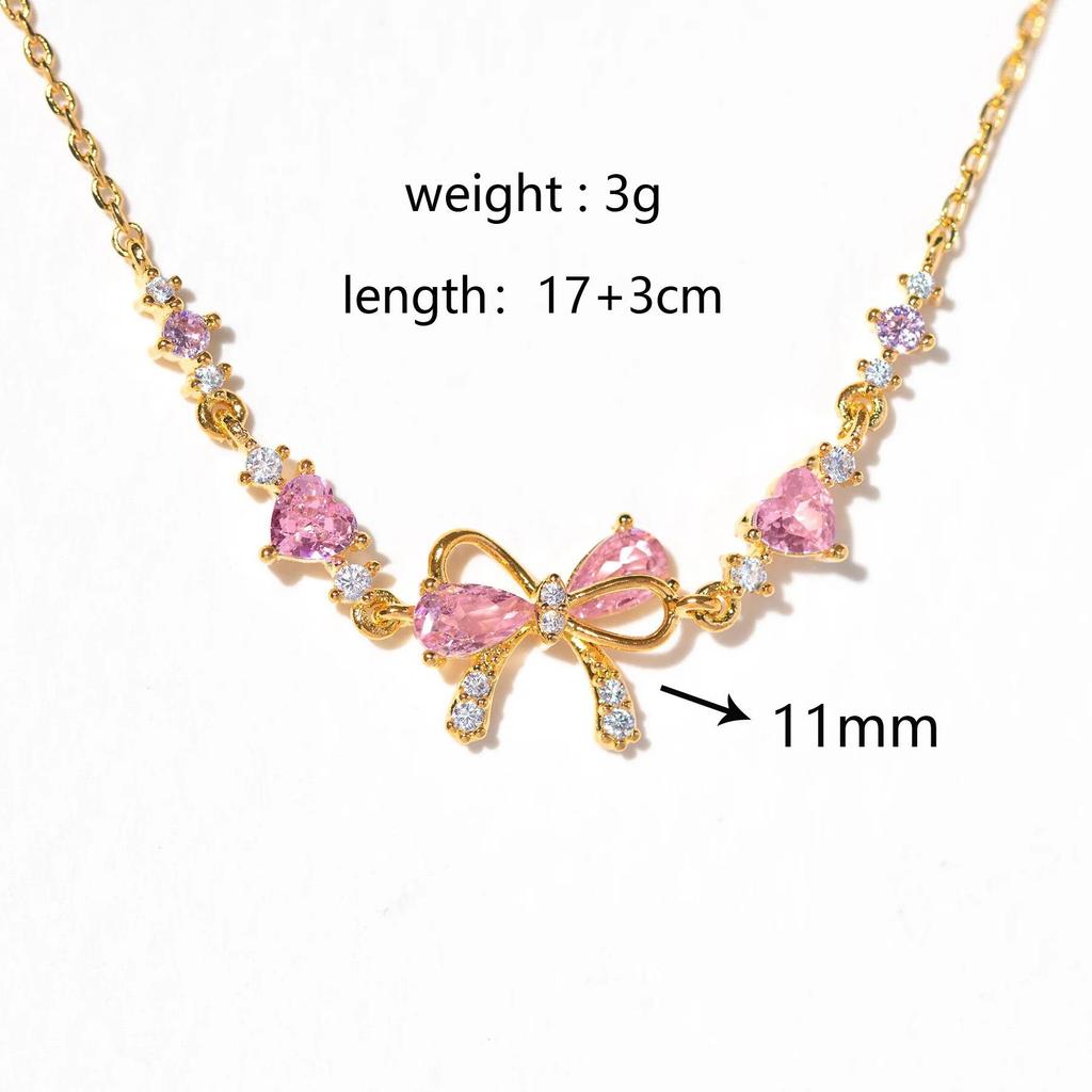 Ins Style Heart Zircon Bowknot Bracelet - Cute, Sweet Jewelry for Women, Perfect Valentine's Day Gift.