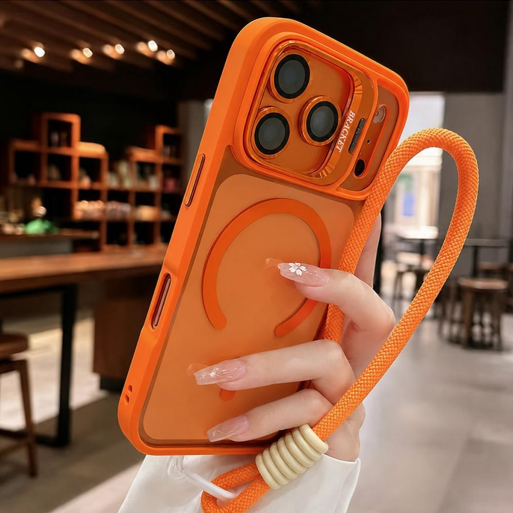 Luxus-Metall-Kamerahalterung mit Trageband Magnetische Hülle für IPhone 18Pro Max 17 15 13 12 11 Kabelloses Ladegerät Klare Schutzhülle