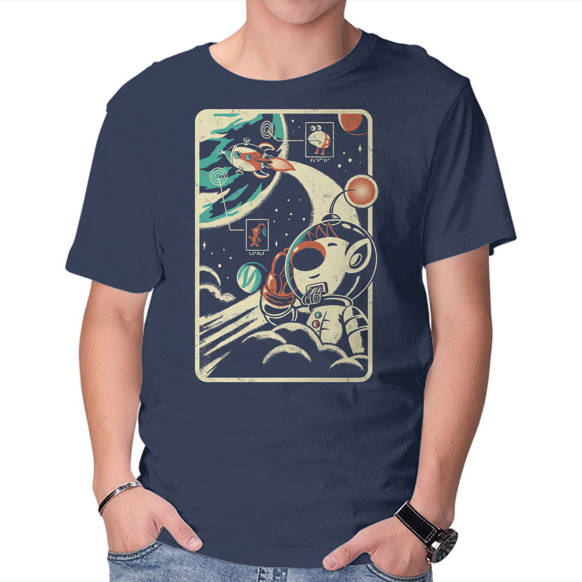 Unisex Crew Neck T-Shirt Interstellar Explorer Graphic Short Sleeve Casual Tee XXXXL