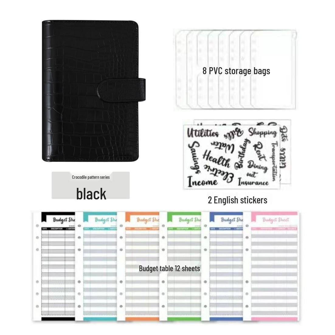 

Crocodile Pattern Macaron A5/A6 Notebook Planner with Zipper Pocket and Loose-leaf Binder A6