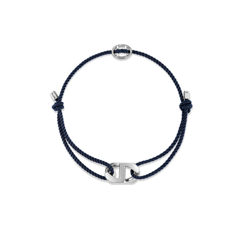 Hyeres-lor Erité Silver (W) Curve Emblem Strap Bracelet Navy HL5B14523W9235
