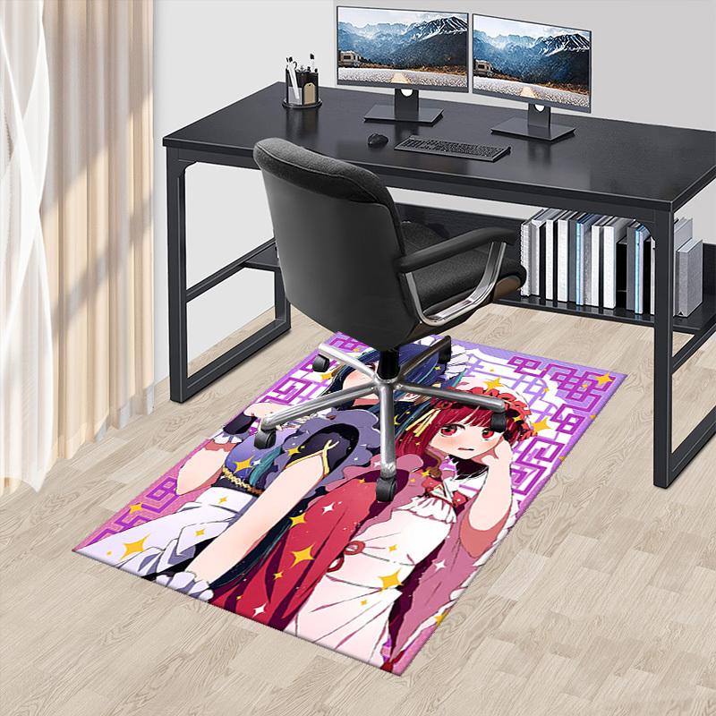 

1pc Office Chair Mat - Cute Maid Girls with Stars and Flowers Decorative Carpet for Home, Office, Living Room, Bedroom, Game Room & Dormitory - Non-Sl 60cm by 90cm