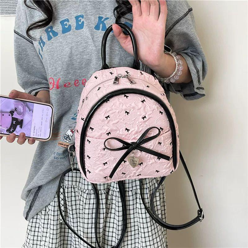 

Bai Tiya Western Style Niche Sweet Bow Mini Bag Women 2025 New Versitile Fashion Travel Backpack Pink [small size]]