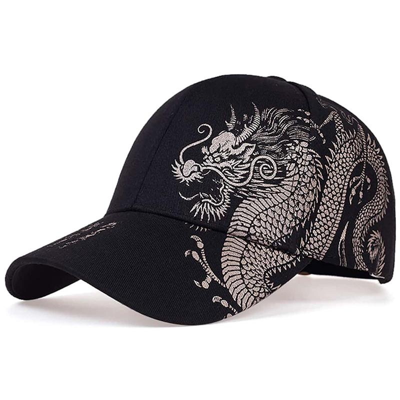 Unisex Golden Dragon Printing Snapback Baseball Caps Spring and Autumn Outdoor Adjustable Casual Hats Sunscreen Hat