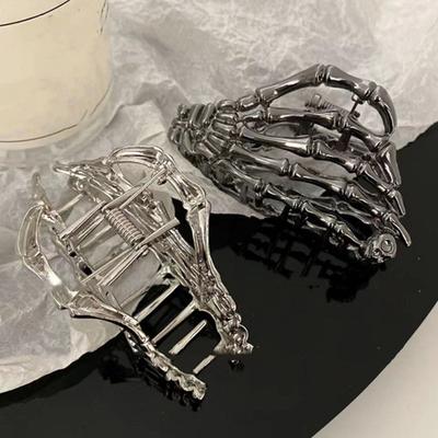 3Pcs Halloween Hair Clips Spider Web Skeleton Hand Skull Large Hair Claws Lightweight Halloween Hair Accessories