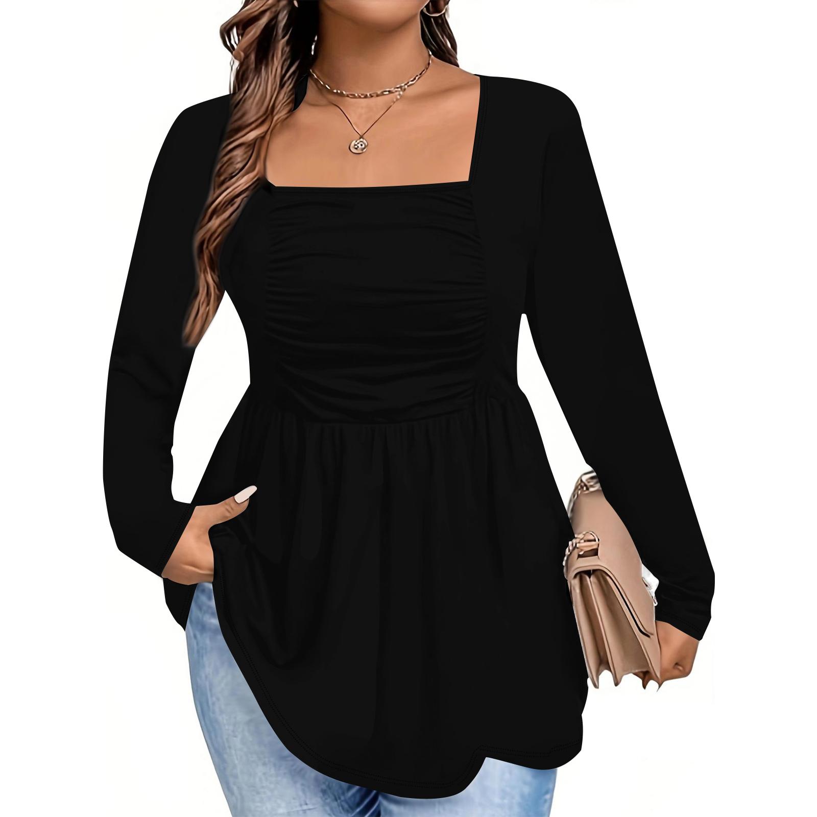 

Женская модная повседневная однотонная блузка оверсайз с длинным рукавом свободного кроя XXXXXL